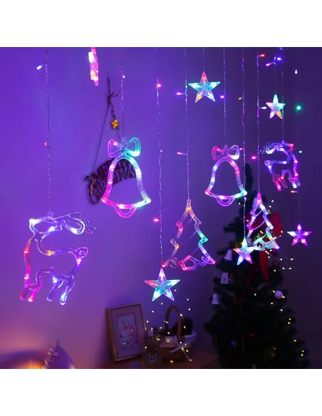 Instalatie Craciun - perdea luminoasa ploaie 12