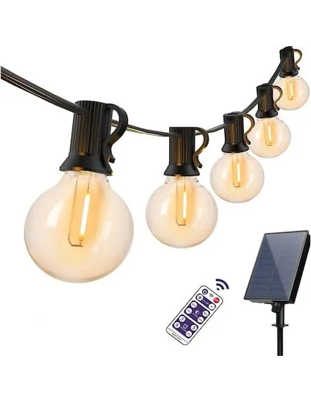 Set 2 X Ghirlanda luminoasa de Craciun, Exterior IP44, cu panou, 4.5 m, 12 becuri, Interconectabila, telecomanda, Alb cald