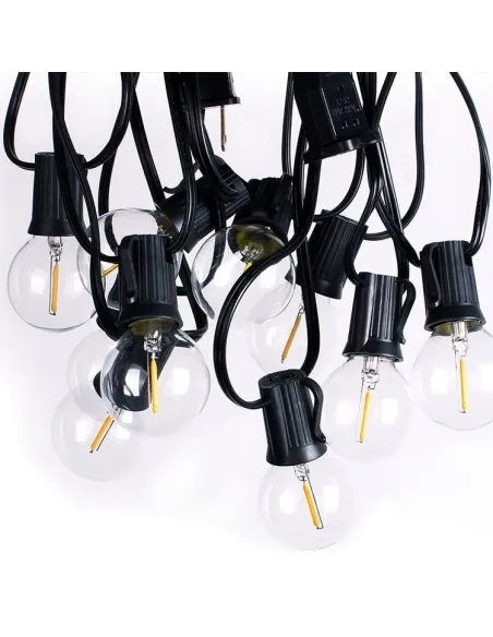 Set 2 X Ghirlanda luminoasa de Craciun, Exterior IP44, cu panou, 4.5 m, 12 becuri, Interconectabila, telecomanda, Alb cald