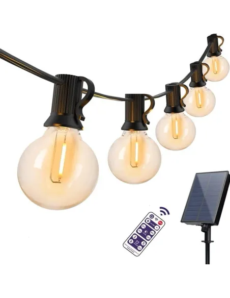 Set 2 X Ghirlanda luminoasa de Craciun, Exterior IP44, cu panou, 4.5 m, 12 becuri, Interconectabila, telecomanda, Alb cald