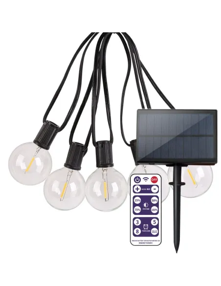 Set 2 X Ghirlanda luminoasa de Craciun, Exterior IP44, cu panou, 4.5 m, 12 becuri, Interconectabila, telecomanda, Alb cald