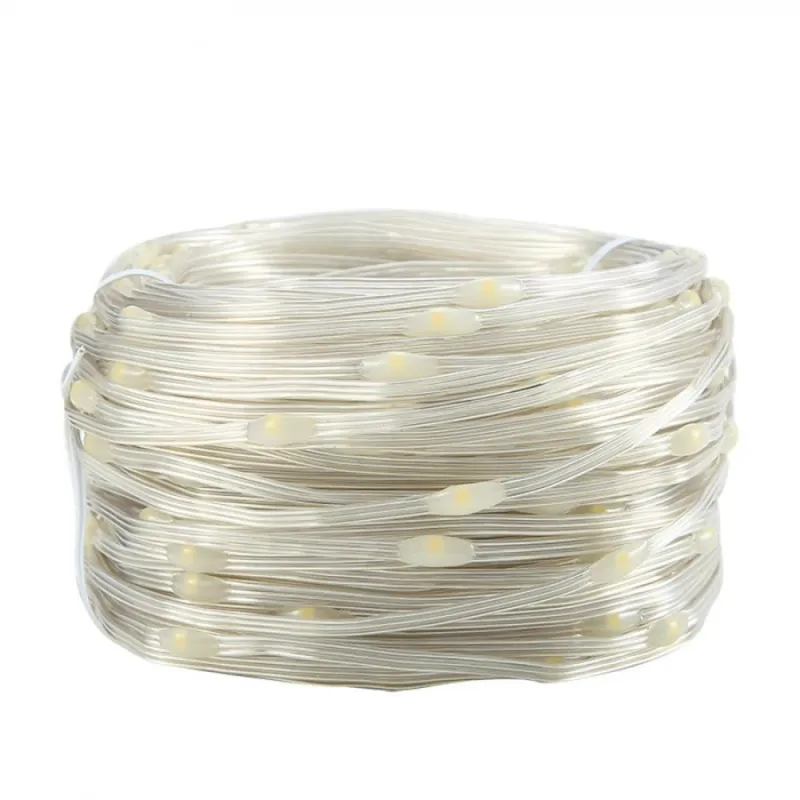 Ghirlanda Luminoasa Decorativa din Cupru 100M cu 800 LEDuri, Cablu Transparent, 8 Programe, Lumina Colorata, de Exterior