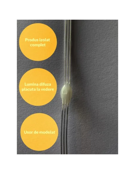 Ghirlanda Luminoasa Decorativa din Cupru 50M cu 400 LED-uri, Cablu Transparent, 8 Programe, Lumina Colorata, de Exterior