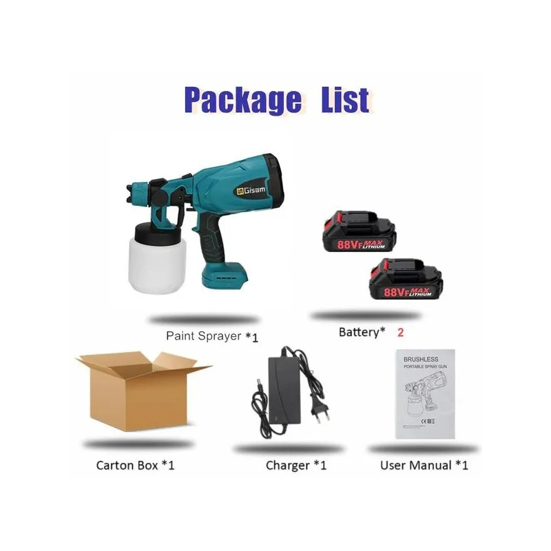 Pistol de vopsit cu 2 acumulatori, 24V, rezervor 800 ML, putere 650 ML/ min