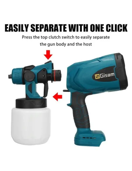 Pistol de vopsit cu 2 acumulatori, 24V, rezervor 800 ML, putere 650 ML/ min