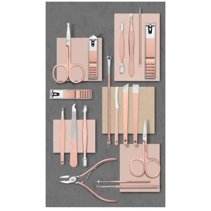 Trusa manichiura profesionala 18 piese otel inoxidabil