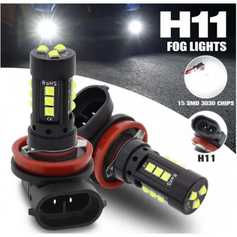 Set 2 Becuri Auto LED H11/H8 15 LED-uri, 80W, 6000K
