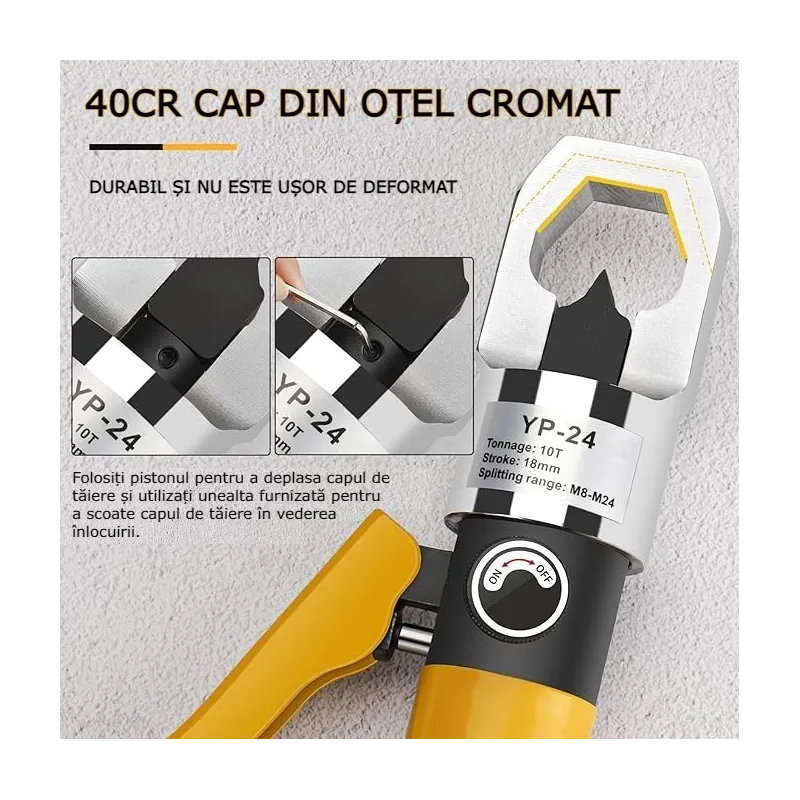 Presa hidraulica pentru taiat piulite