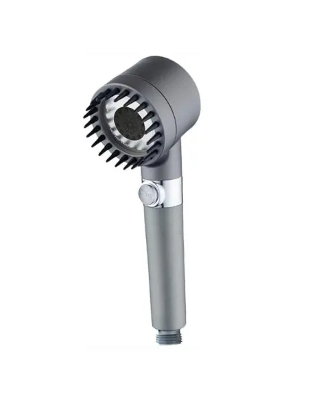 Para de dus cu perie pentru masaj , cap detasabil ,gri metalic