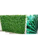 Gard artificial DELUXE cu frunze verzi si floricele albe, 160x100cm, posibilitate de extindere pana la 40x230cm
