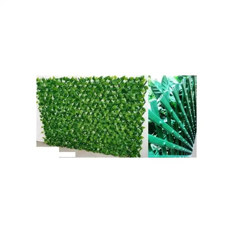 Gard artificial DELUXE cu frunze verzi si floricele albe, 160x100cm, posibilitate de extindere pana la 40x230cm