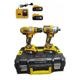 Set Bormasina de impact si masina de insurubat, 2 acumulatori, 36V,8A, Galben,KRAFT ROYAL 2