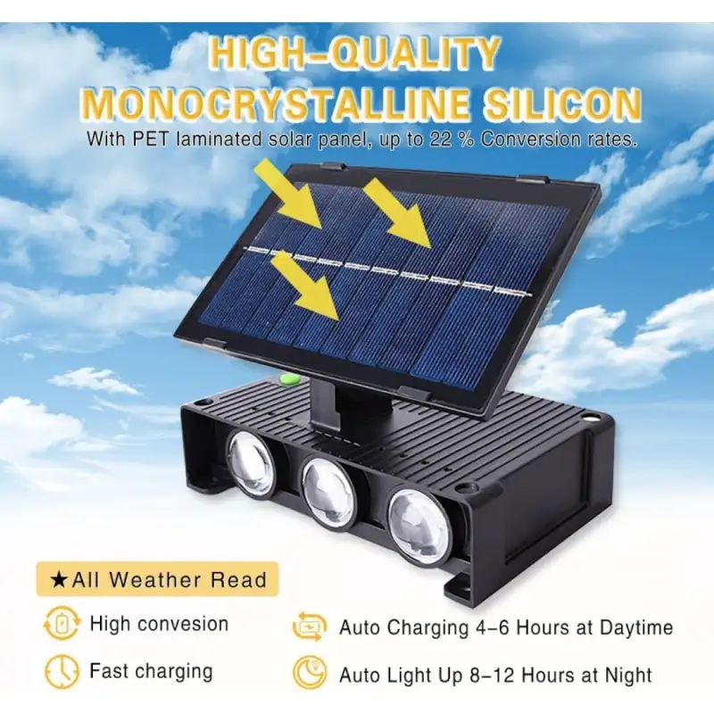 Lampa solara cu 6 LED-uri bidirectionala, lumina calda