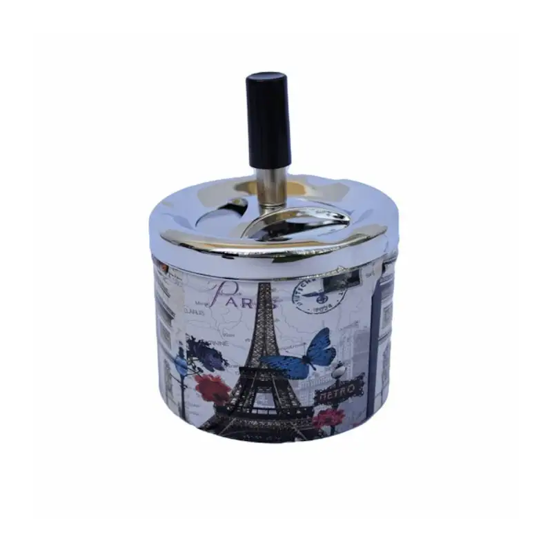 Scrumiera mare inox cu buton