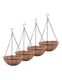 Suport pentru ghiveci cu lant, rotund, Otel, Fibra Cocos, 25.5x13cm