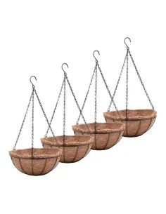 Suport pentru ghiveci cu lant, rotund, Otel, Fibra Cocos, 20x12cm 2