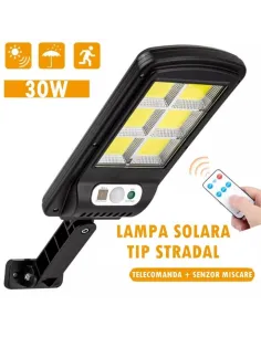 Set 10 x  Lampa solara 8 celule, cu incarcare solara, 100W, 160 LED-uri COB, telecomanda 2