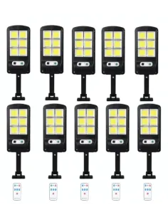 Set 10 x  Lampa solara 8 celule, cu incarcare solara, 100W, 160 LED-uri COB, telecomanda