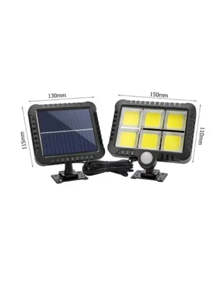 Set 10 x Lampa cu panou solar, 6 COB , putere 250 W, senzor de miscare si telecomanda
