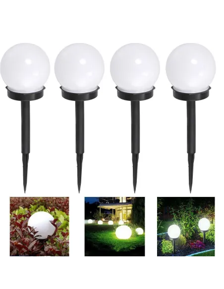 Set 10 x lampa solara, H 34 cm cu senzor de lumina