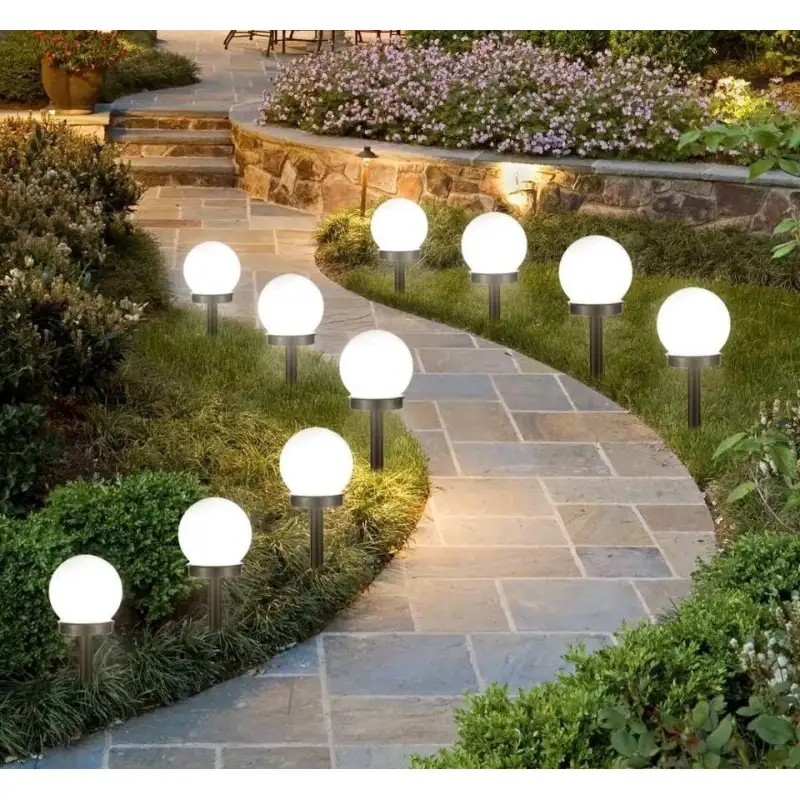 Set 10 x lampa solara, H 34 cm cu senzor de lumina