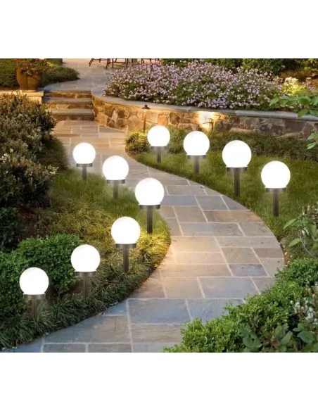 Set 10 x lampa solara, H 34 cm cu senzor de lumina