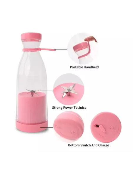 Mini blender portabil cu 6 lame din orel inoxiabil , incarcare usb, 420ml