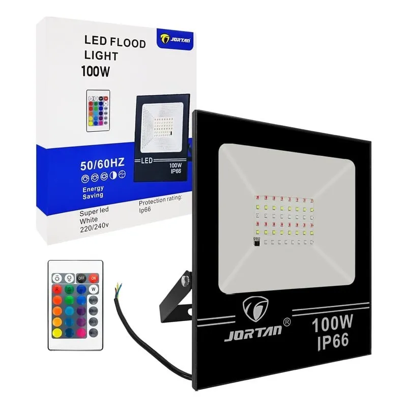 Proiector LED RGB, 100W, IP66, cu telecomanda