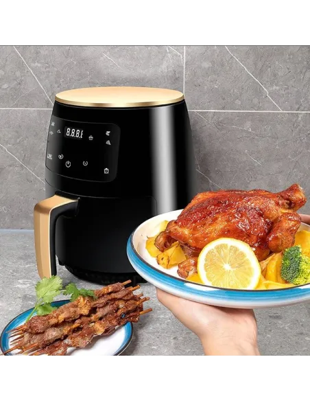 Friteuza fara ulei cu aer cald, Air Fryer 2400 w functie de coacere, prajire 6L + set hartie pentru Air Fryer CADOU