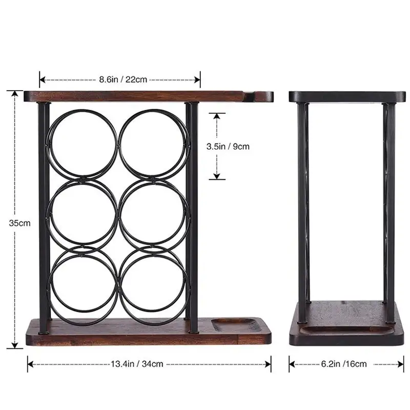 Suport din lemn pentru 6 sticle , 2 pahare