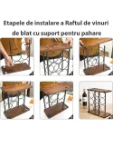 Suport din lemn pentru 6 sticle , 2 pahare