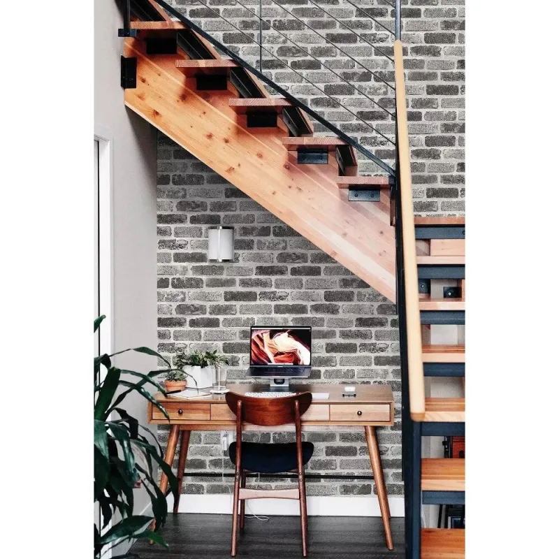 Set 10 x tapet autoadeziv decorativ 30x60 model caramida gri-alb