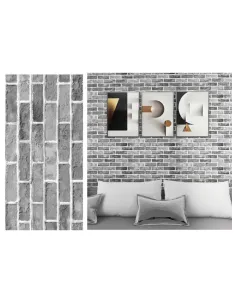 Set 10 x tapet autoadeziv decorativ 30x60 model caramida gri-alb 2