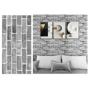 Set 10 x tapet autoadeziv decorativ 30x60 model caramida gri-alb 2