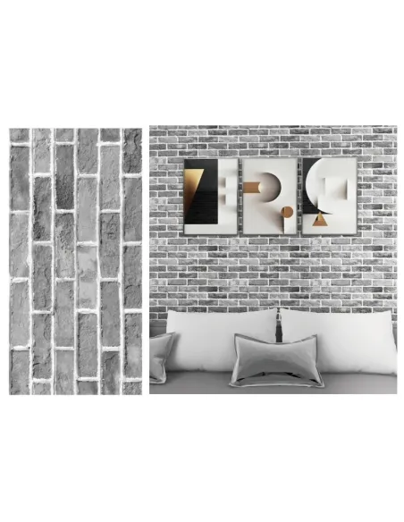 Set 10 x tapet autoadeziv decorativ 30x60 model caramida gri-alb