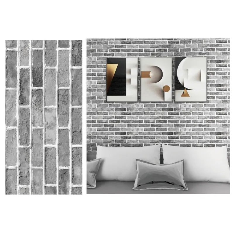 Set 10 x tapet autoadeziv decorativ 30x60 model caramida gri-alb