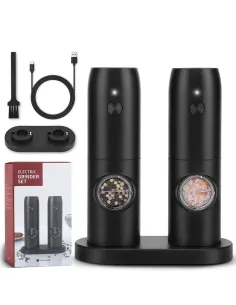 Set 2 x Rasnita electrica cu indicator led pentru sare,piper,alte condimente