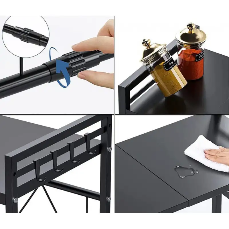 Raft metalic negru, etajera ajustabila 40-60 x 36.5 x 45 cm