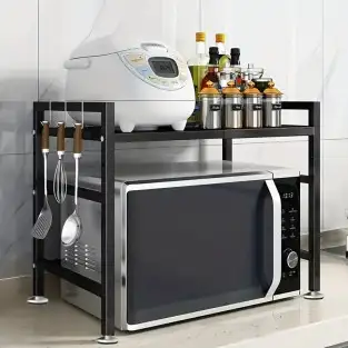 Raft metalic negru, etajera ajustabila 40-60 x 36.5 x 45 cm