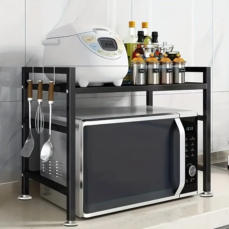 Raft metalic negru, etajera ajustabila 40-60 x 36.5 x 45 cm