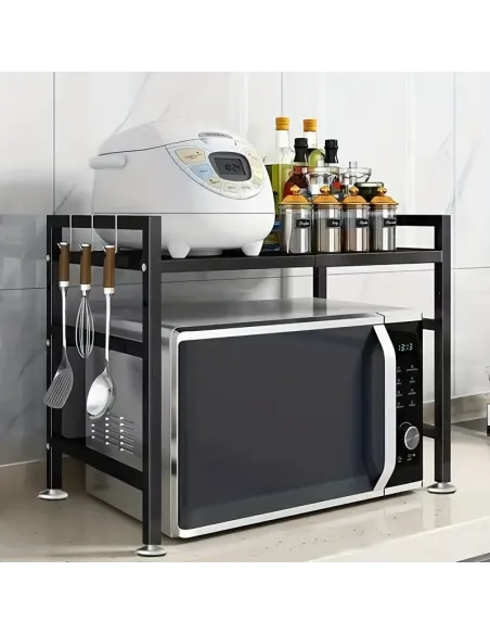 Raft metalic negru, etajera ajustabila 40-60 x 36.5 x 45 cm