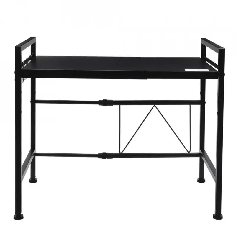 Raft metalic negru, etajera ajustabila 40-60 x 36.5 x 45 cm