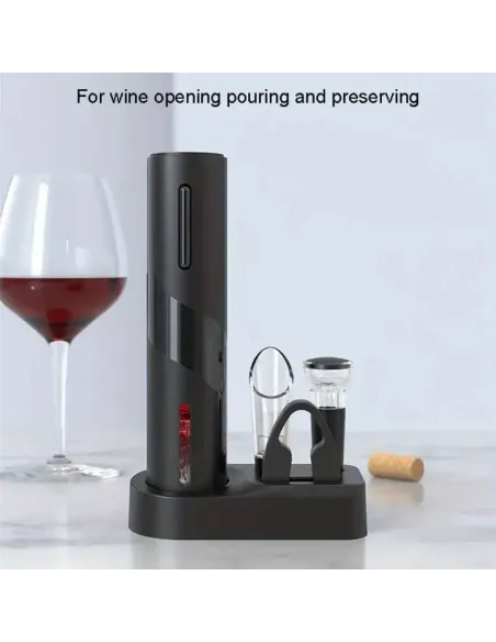 Set Deschizător de Sticle de Vin Electric Reîncărcabil USB și Tirbușon Automat, cu Accesorii Incluse