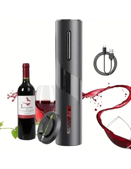 Set Deschizător de Sticle de Vin Electric Reîncărcabil USB și Tirbușon Automat, cu Accesorii Incluse