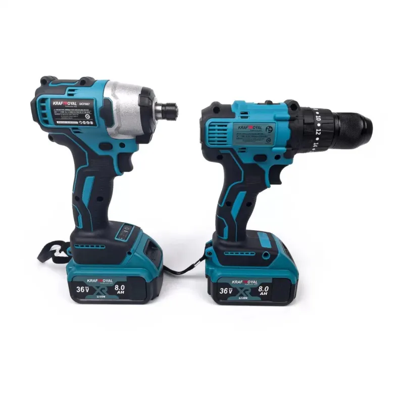 Set Bormasina de impact si masina de insurubat, 2 acumulatori, 36V,10A, KRAFT ROYAL