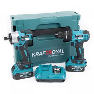 Set Bormasina de impact si masina de insurubat, 2 acumulatori, 36V,10A, KRAFT ROYAL 2