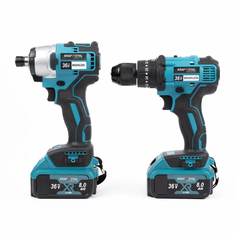 Set Bormasina de impact si masina de insurubat, 2 acumulatori, 36V,10A, KRAFT ROYAL
