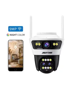 Camera Jortan4 Dubla, Conexiune Wifi, 2 Lentile V,Full HD, Interior/Exterior, Recunoastere faciala IP66 + CARD 32GB