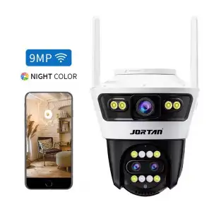 Camera Jortan4 Dubla, Conexiune Wifi, 2 Lentile V,Full HD, Interior/Exterior, Recunoastere faciala IP66 + CARD 32GB