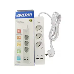 Prelungitor 3 prize, 2 porturi USB si 2 Type-C, 2m , Jortan 2